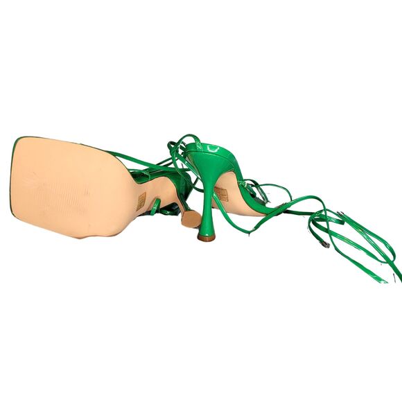 Vivianly Womens Kimi Green 4" Heels Open Toe Leg Wrap Lace Up Sandals Sz 9 - Picture 8 of 9